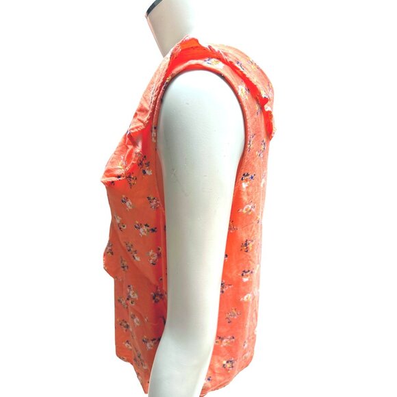 Copper Key Juniors Sleeveless Top Small All Rayon Floral Print Ruffle Neck - Picture 2 of 9